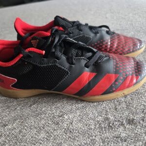 Adidas Kids Black and Red Turf Shoes